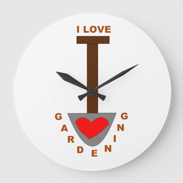 I Love Gardening Spade Wall Clock (Front)