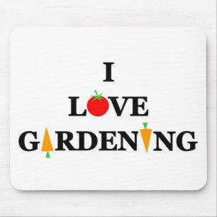 I LOVE GARDENING Vegetable Gardener Cartoon Mouse Pad