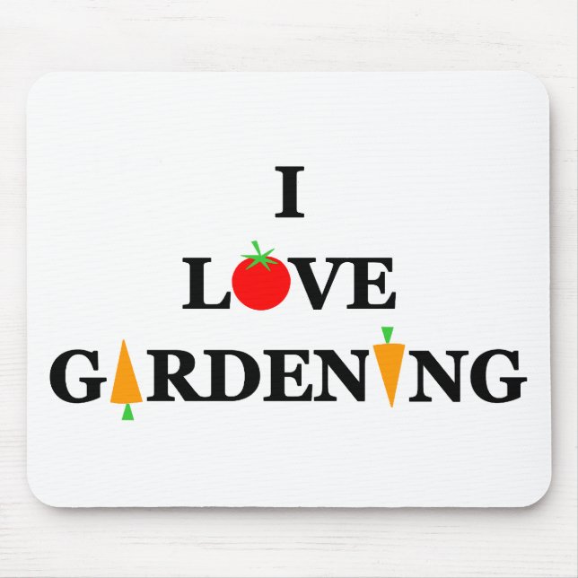 I LOVE GARDENING Vegetable Gardener Cartoon Mouse Pad (Front)