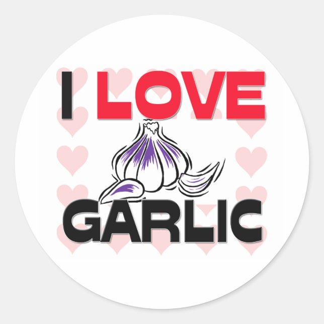 I Love Garlic Classic Round Sticker (Front)