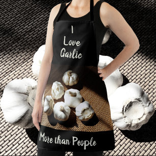 Funny Kitchen Aprons Too Much Garlic White Bib Apron Cooking 