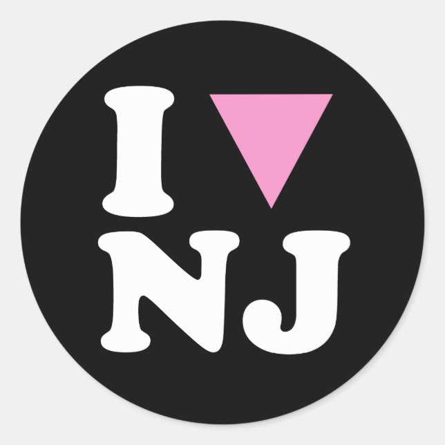 I LOVE GAY NJ - WHITE -.png Classic Round Sticker (Front)