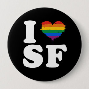I LOVE GAY SAN FRANCISCO - WHITE -.png 10 Cm Round Badge