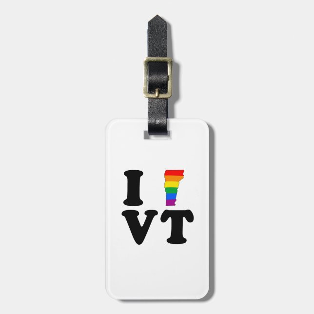 I LOVE GAY VERMONT LUGGAGE TAG (Front Vertical)