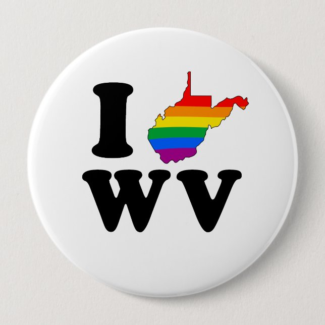 I LOVE GAY WEST VIRGINIA 10 CM ROUND BADGE (Front)