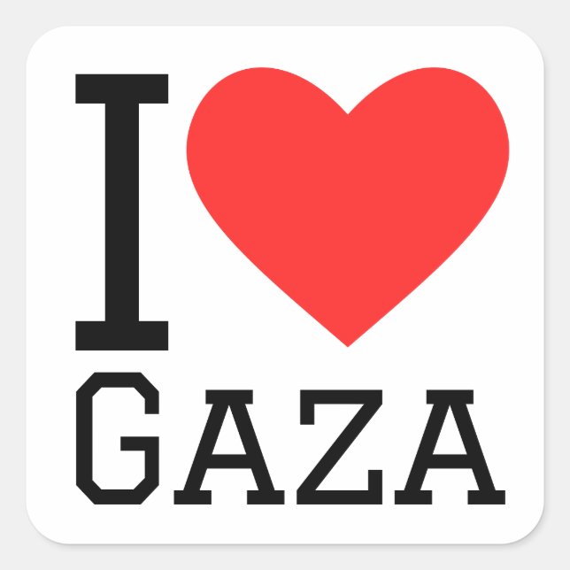 I love gaza square sticker (Front)