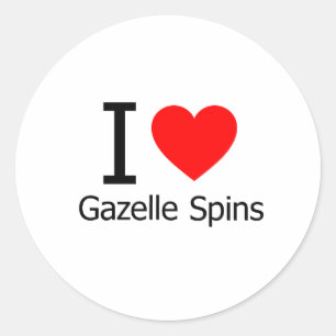 I Love Gazelle Spins Classic Round Sticker