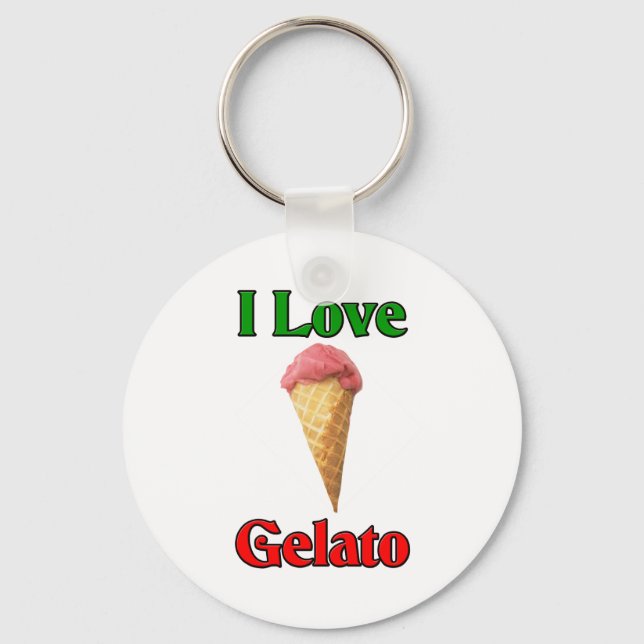 I Love Gelato (Italian Ice Cream) Key Ring (Front)