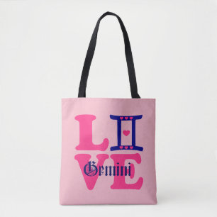 ♊★😍I Love Gemini-Best-Zodiac Sign All-Over-Print Tote Bag