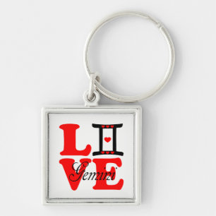 ♊★😍I Love Gemini-Best-Zodiac Sign Premium Key Ring