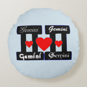 ♊★😍I Love Gemini-Best-Zodiac Sign Round Throw Cushion