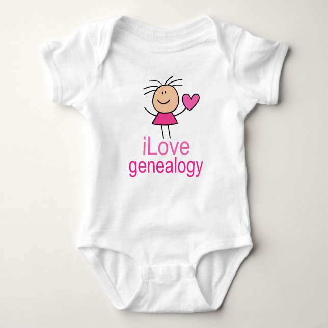 I Love Genealogy T-shirt Gift Baby Bodysuit (Front)