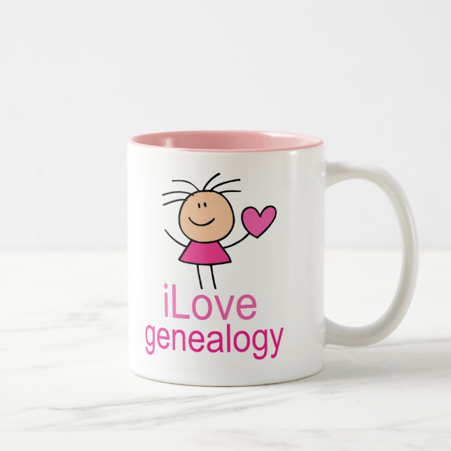 I Love Genealogy T-shirt Gift Two-Tone Coffee Mug (Right)
