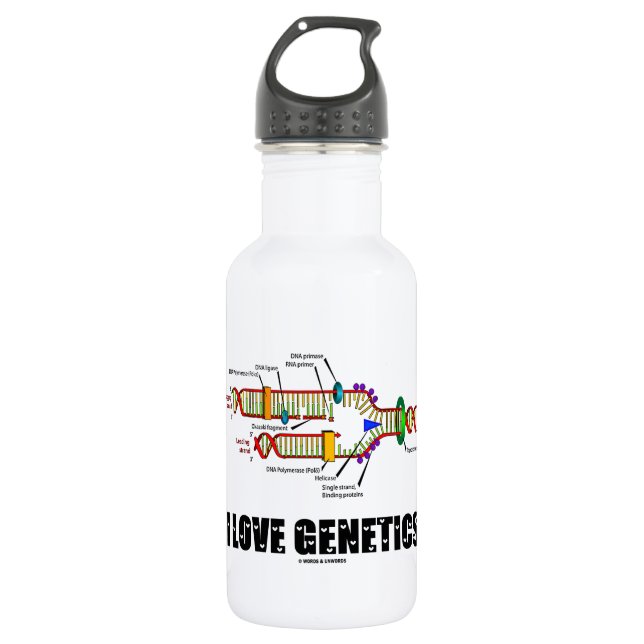 I Love Genetics (DNA Replication) 532 Ml Water Bottle (Front)