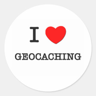 I LOVE GEOCACHING CLASSIC ROUND STICKER