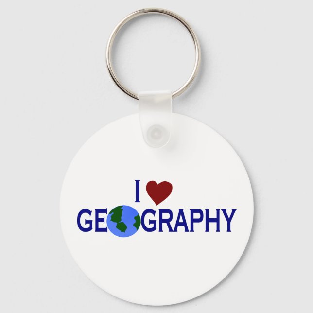 I Love Geography Key Ring (Front)