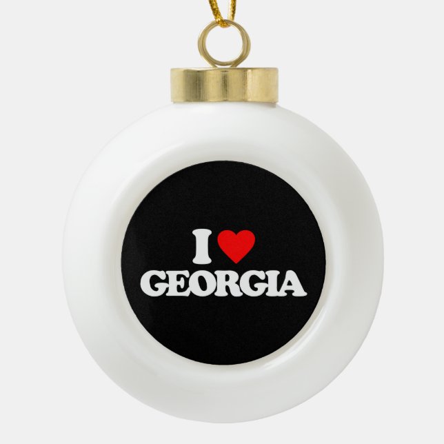 I LOVE GEORGIA CERAMIC BALL CHRISTMAS ORNAMENT (Front)