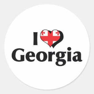 I Love Georgia Flag Classic Round Sticker