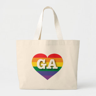 I Love Georgia Rainbow Heart Large Tote Bag