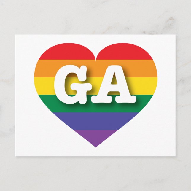 I Love Georgia Rainbow Heart Postcard (Front)