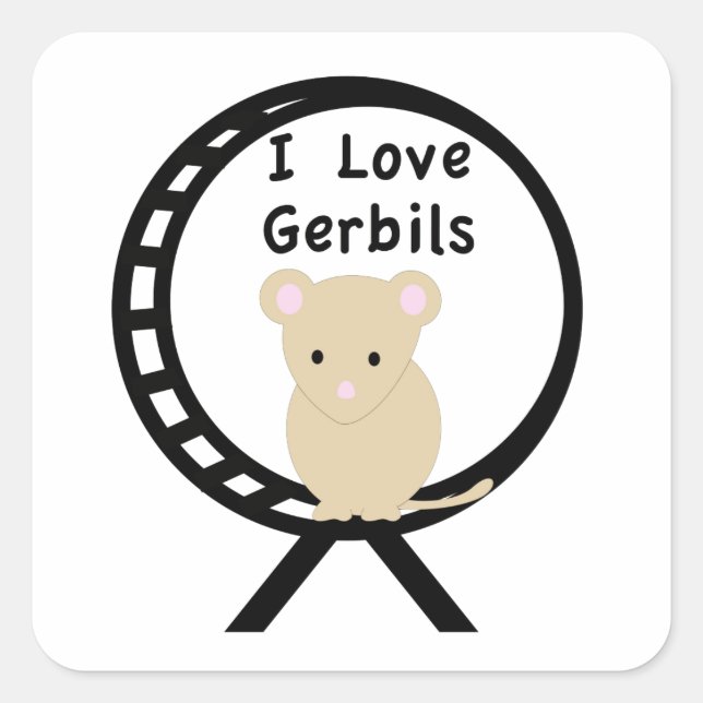 I Love Gerbils Square Sticker (Front)