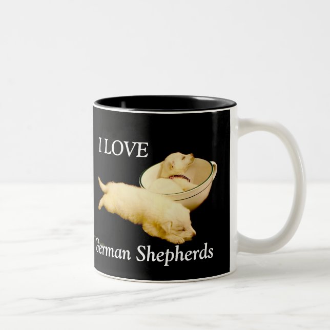 I LOVE German Shepherds Two-Tone Coffee Mug (Right)