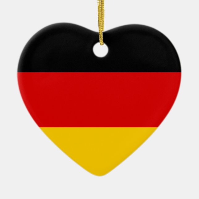 I love Germany Black Red Gold Double Sided Heart Ceramic Ornament (Front)
