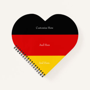 I Love Germany Black Red Gold Flag Personalised No Notebook
