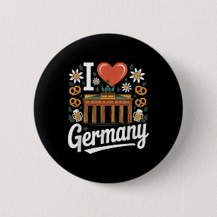 I Love Germany Bratwurst Pretzel Beer  6 Cm Round Badge