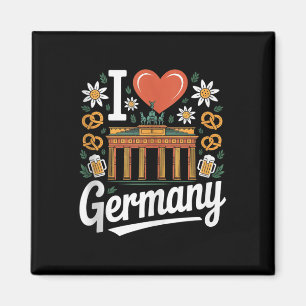I Love Germany Bratwurst Pretzel Beer Tank Top Magnet