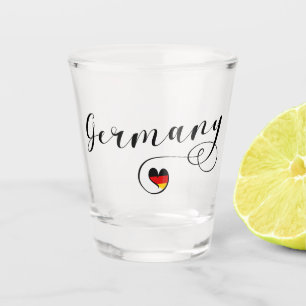 I Love Germany, German Heart In Flag Shot Glass
