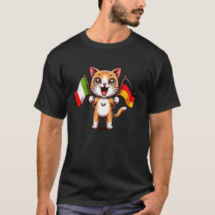 I Love Germany Italy Friendship Flag Cute Cat Germ T-Shirt