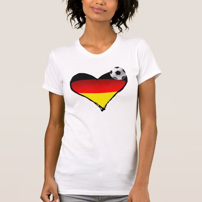 I Love Germany Soccer Heart German Love T-Shirt (Front)