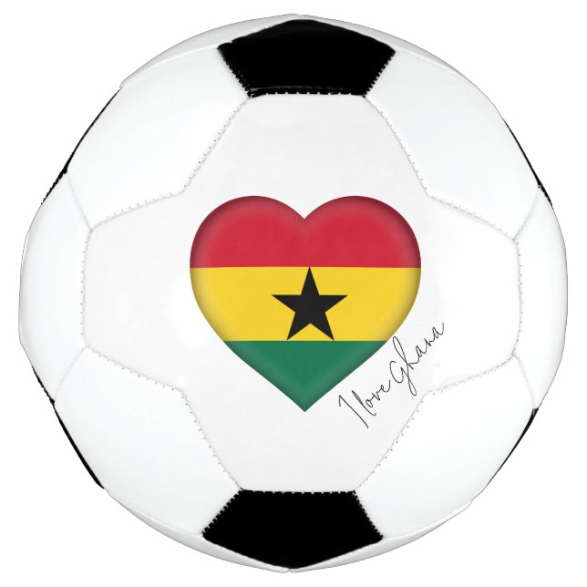 I Love Ghana Flag Colours Heart Soccer Ball (Front)