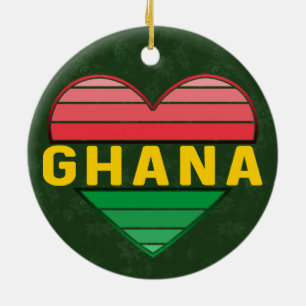 I Love Ghana, Ghanaian Heart Ceramic Ornament