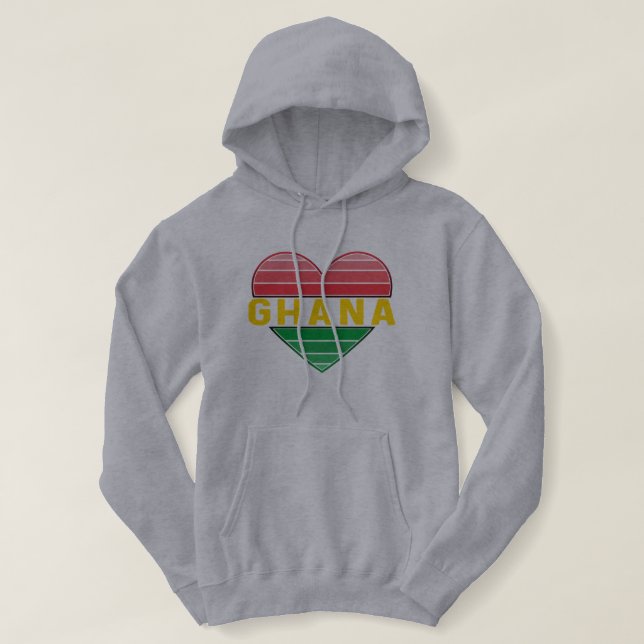 I Love Ghana, Ghanaian Heart Hoodie (Design Front)