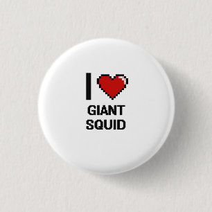 I love Giant Squid Digital Design 3 Cm Round Badge