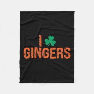 I Love Gingers Redhead Shamrock Clover St. Patrick Fleece Blanket