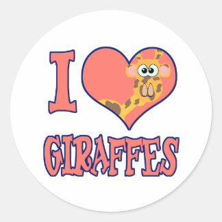 I Love giraffes Classic Round Sticker