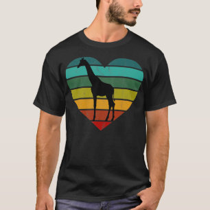 I Love Giraffes Retro Heart T-Shirt