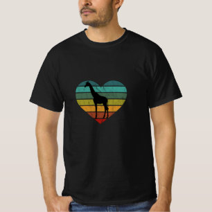 I Love Giraffes Retro Heart T-Shirt