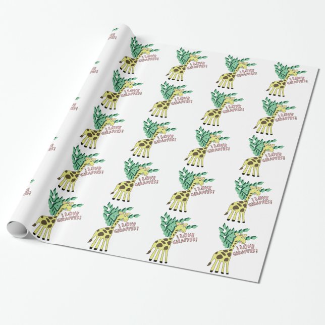 I Love Giraffes! Wrapping Paper (Unrolled)