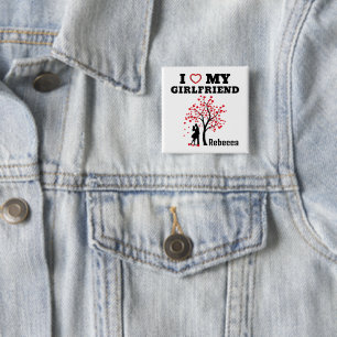 I Love Girlfriend 15 Cm Square Badge