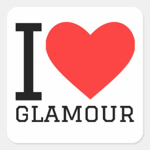 I love glamour square sticker