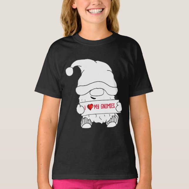 I Love Gnomes Christmas T-Shirt (Front)