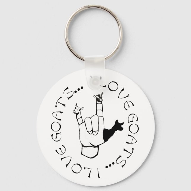 I Love Goats ASL Sign Language Hand Symbol Key Ring (Front)