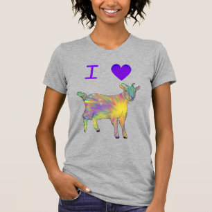 I love Goats Slogan Witty Colourful Illustration T T-Shirt