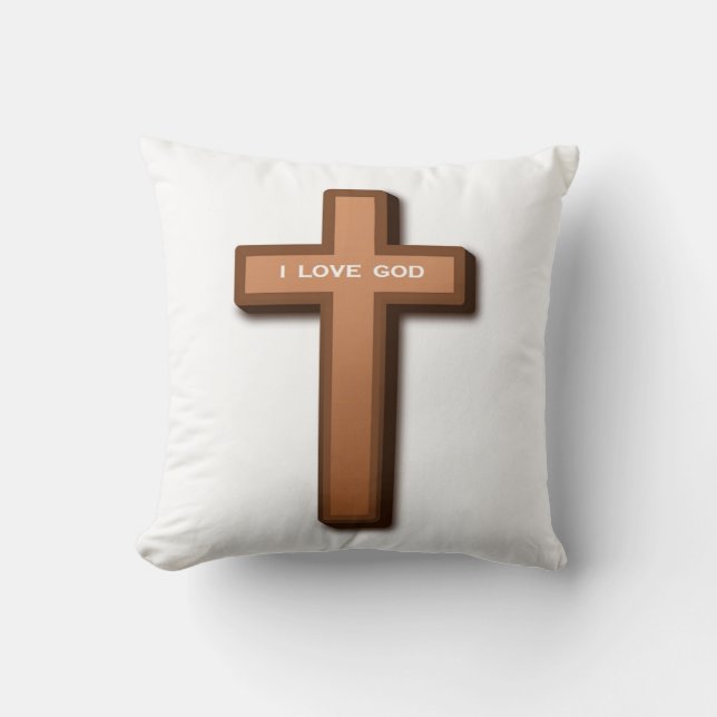 "I LOVE GOD" CROSS CUSHION (Front)