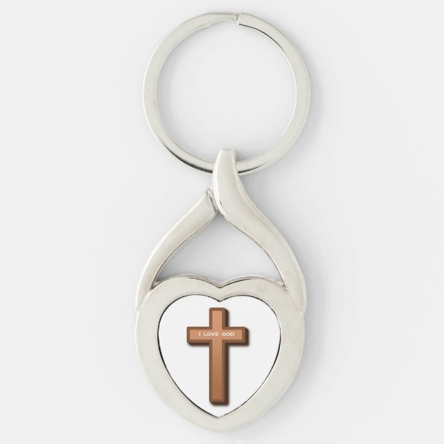 "I LOVE GOD" CROSS KEY RING (Front)