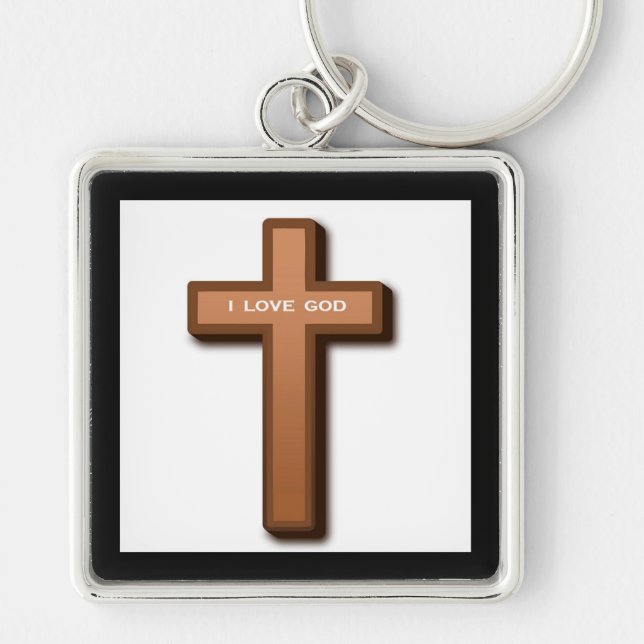 "I LOVE GOD" CROSS KEY RING (Front)